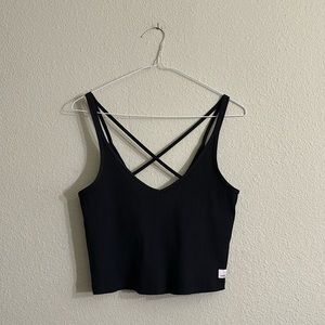 Vuori Black Cross-Back Ribbed Tank Top